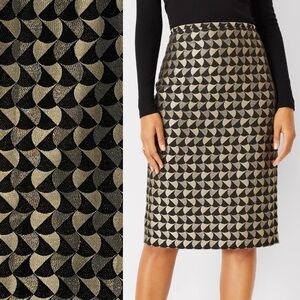 Ann Taylor structured brocade cocktail skirt gold pattern pencil shape 6 NWT